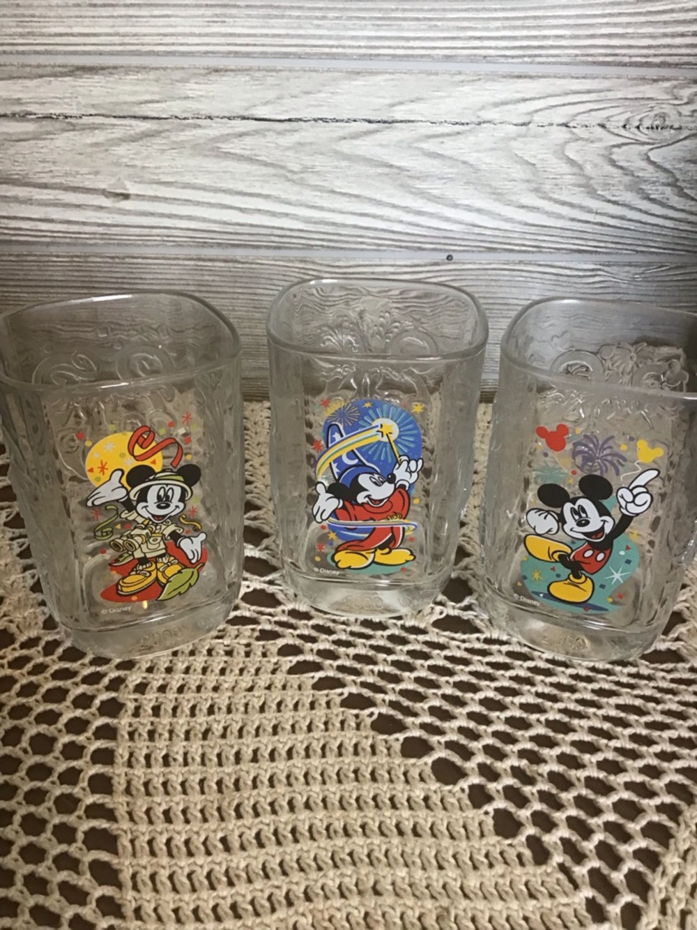 McDonald’s Disney Mickey Mouse Glass Tumbler Set of 3. Celebration 2000